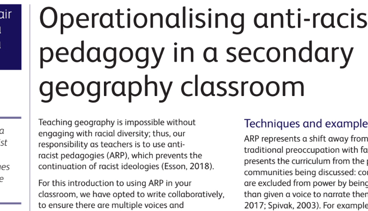 Operationalising anti-racist pedagogy in secondary geography classrooms